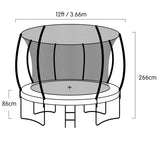 12ft Outdoor Trampoline with Safety Enclosure, Pad Mat and Basketball Hoop Set - Rainbow