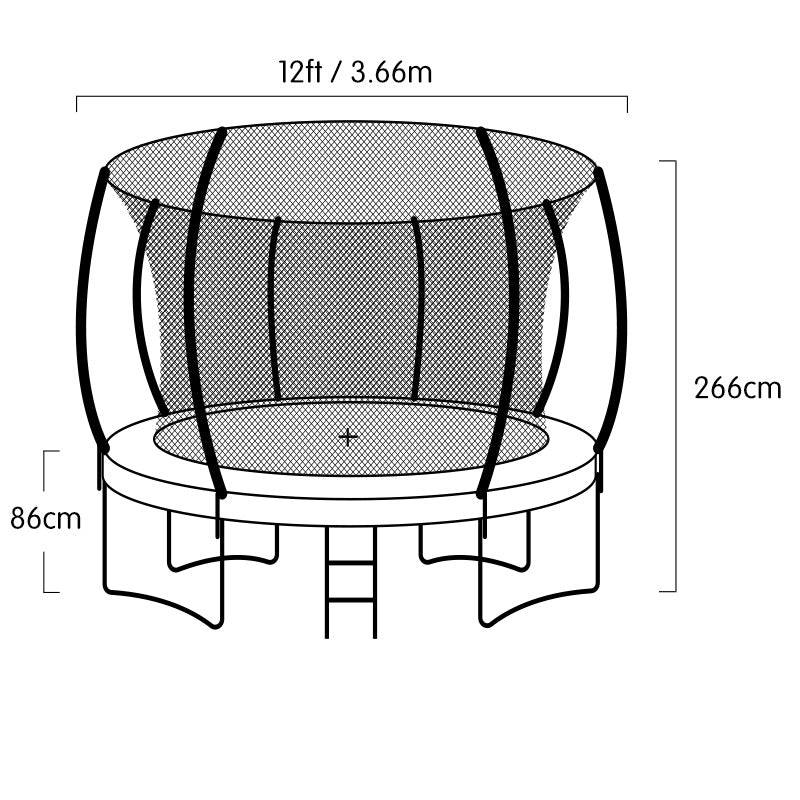 12ft Outdoor Trampoline with Safety Enclosure, Pad Mat and Basketball Hoop Set - Rainbow