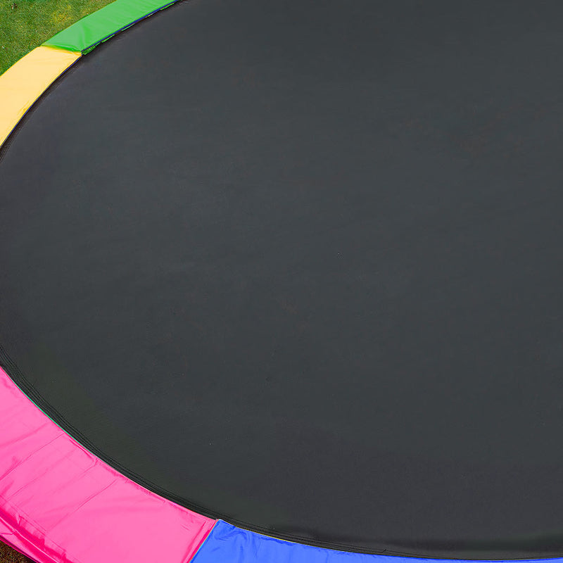 12ft Outdoor Trampoline with Safety Enclosure, Pad Mat and Basketball Hoop Set - Rainbow