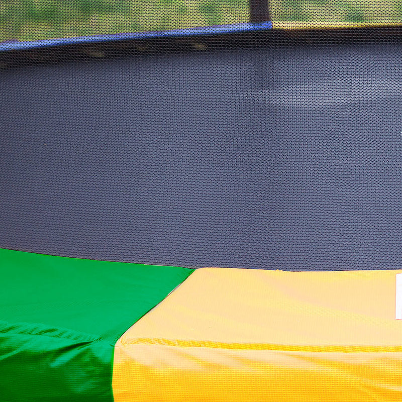 12ft Outdoor Trampoline with Safety Enclosure, Pad Mat and Basketball Hoop Set - Rainbow