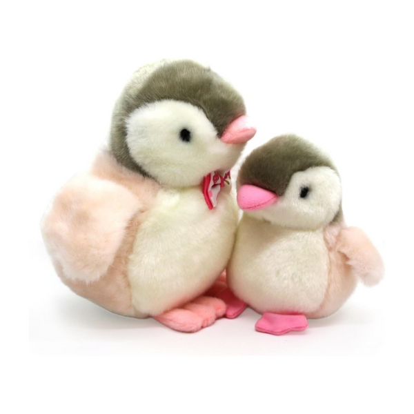 2 pack Penguin Keychain Plushies with Squeak (Pink)