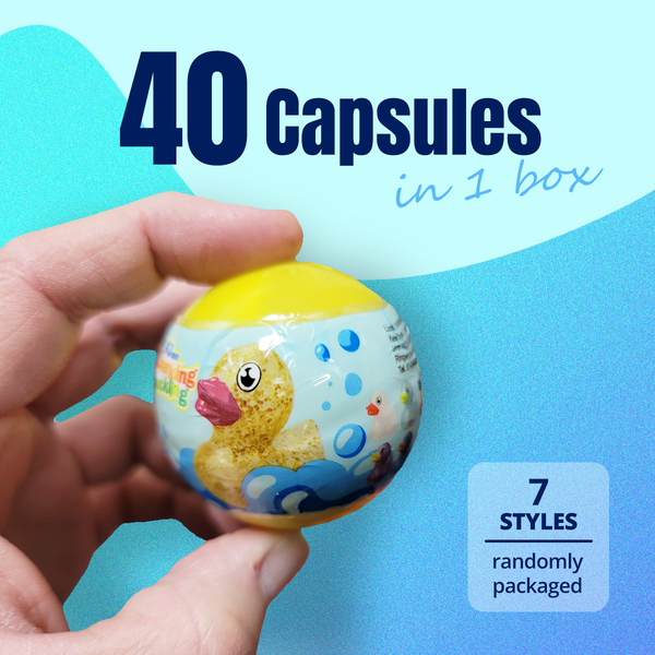 40pc Sparkling Glitter Duck Surprise Capsules 50mm Collectible in Display Box