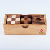 Wooden Brain Teaser Puzzle Gift Box - 3 Individual Mechanical Puzzles