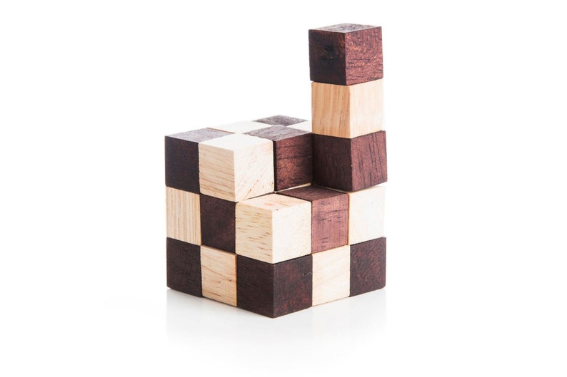Wooden Brain Teaser Puzzle Gift Box - 3 Individual Mechanical Puzzles