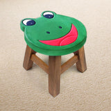 Kids Handcrafted Wooden Animal Stool - Frog