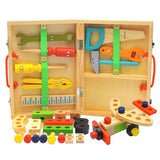 Kids Pretend Play Wooden Tradie Tool Set with Wooden Toolbox