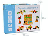 Kids Pretend Play Wooden Tradie Tool Set with Wooden Toolbox