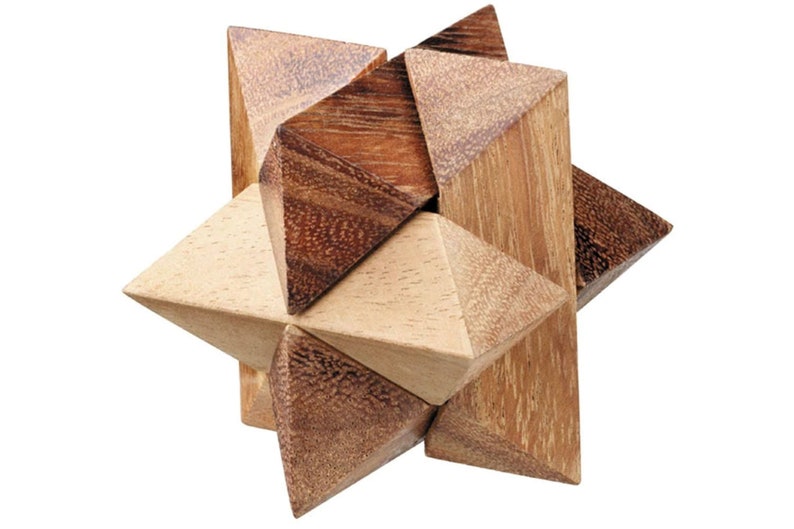 Wooden Brain Teaser Puzzle Gift Box - 4 Individual Mechanical Puzzles