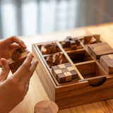 Wooden Brain Teaser Puzzle Gift Box - 9 individual mechanical Puzzles