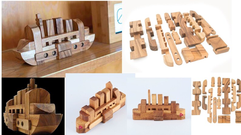 3D Interlocking Wooden Ship Puzzle