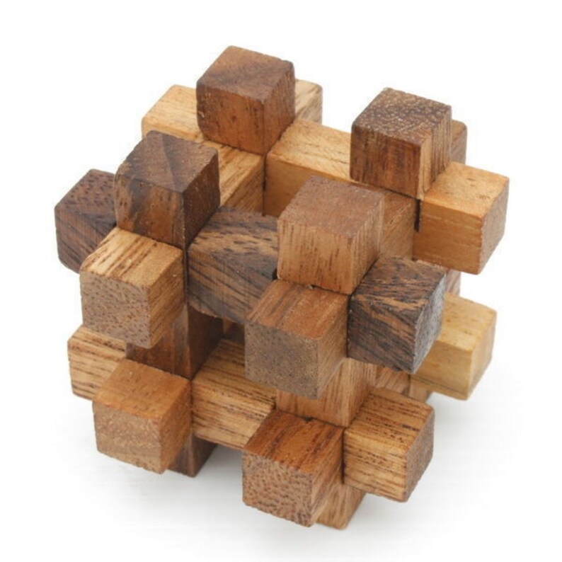 Wooden Brain Teaser Puzzle Gift Box - 12 Individual Mechanical Puzzles