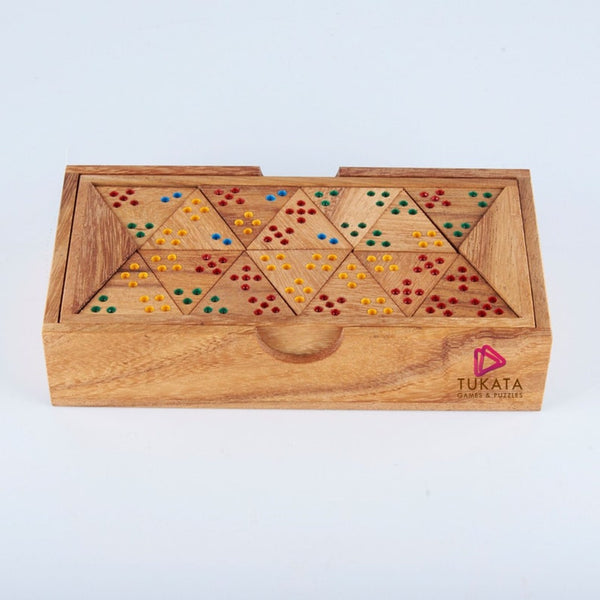 Handmade Wooden Triangle Dominos Set - in Wooden Box