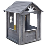 Kids Simple Charcoal Cubby House with Planter Boxes and Swinging Door