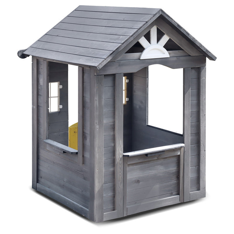 Kids Simple Charcoal Cubby House with Planter Boxes and Swinging Door