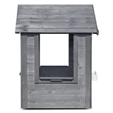 Kids Simple Charcoal Cubby House with Planter Boxes and Swinging Door