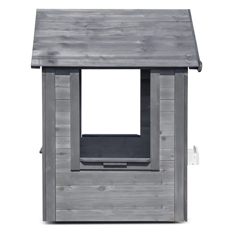 Kids Simple Charcoal Cubby House with Planter Boxes and Swinging Door
