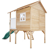 Kids Elevated Beach-Style Cubby House with Green Slide