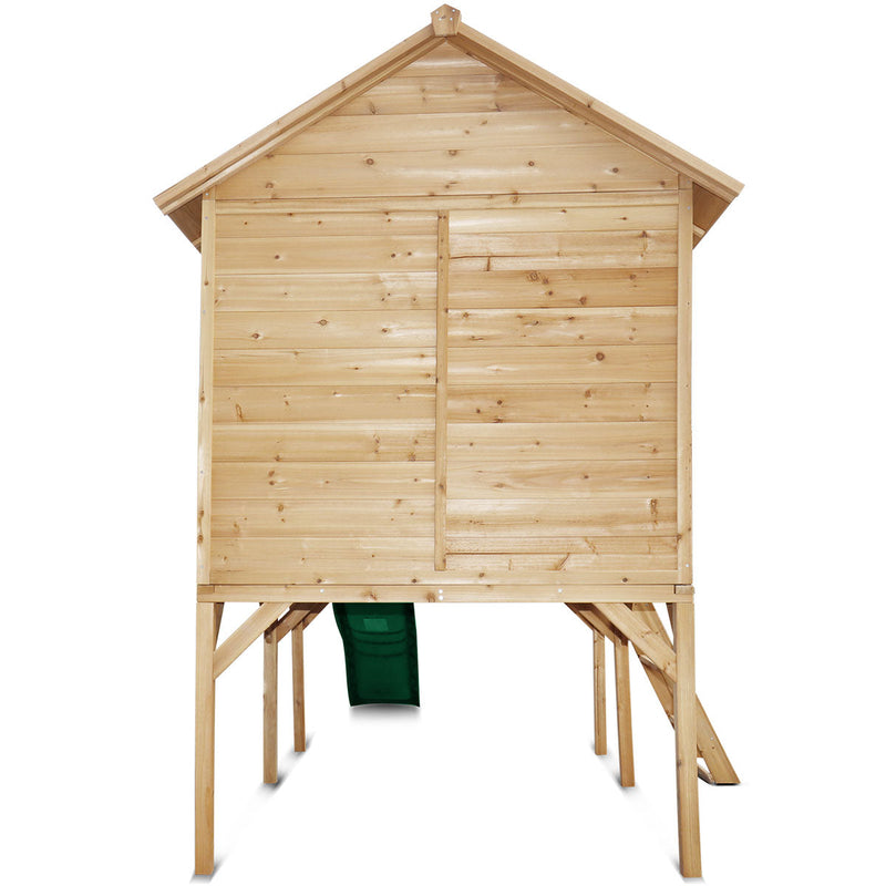 Kids Elevated Beach-Style Cubby House with Green Slide