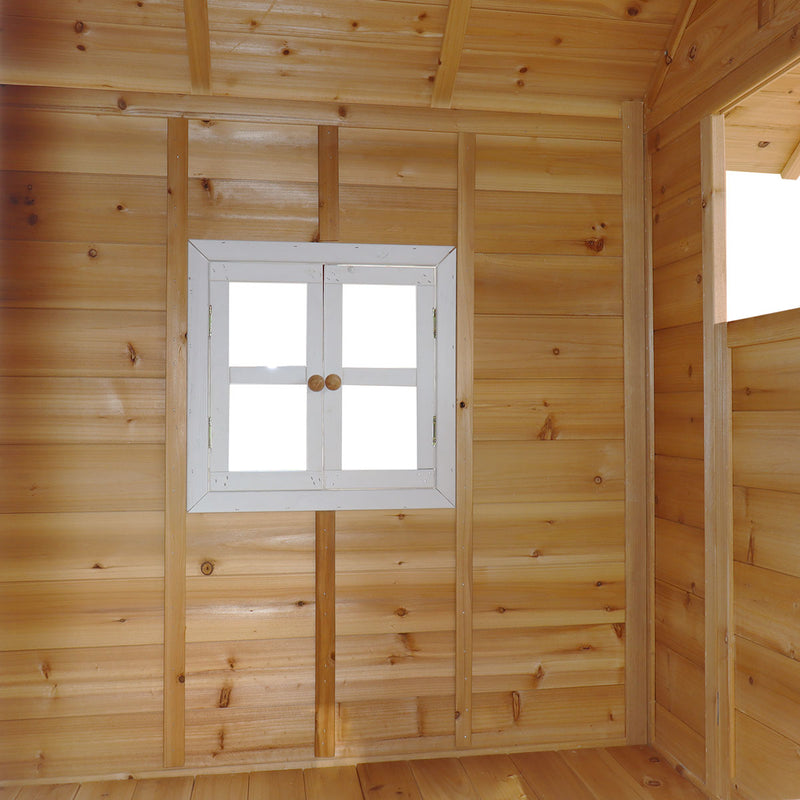 Kids Elevated Beach-Style Cubby House with Green Slide
