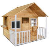 Kids Natural Barn Cubby House with Flooring, Snack Window, Letterbox & Veranda