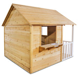 Kids Natural Barn Cubby House with Flooring, Snack Window, Letterbox & Veranda