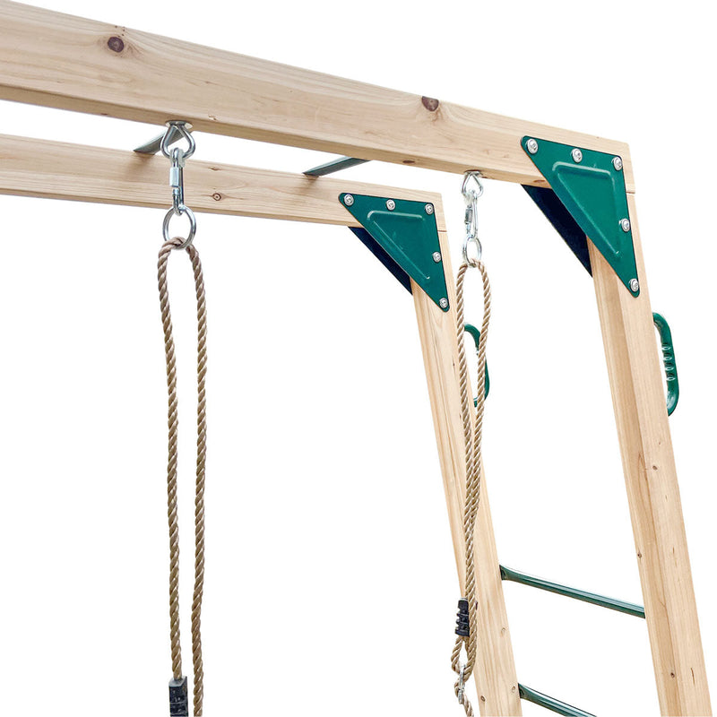 Kids Kingston Style Cubby House with Green Slide, Swing Set & Rope Ladder