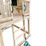 Kids Kingston Style Cubby House with Green Slide, Swing Set & Rope Ladder