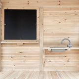 Kids Kingston Style Cubby House with Green Slide, Swing Set & Rope Ladder