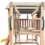 Kids Kingston Style Cubby House with Yellow Slide, Swing Set & Rope Ladder