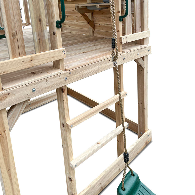 Kids Kingston Style Cubby House with Yellow Slide, Swing Set & Rope Ladder