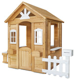 Kids Teddy Cubby House with Floor, Seating, Picket Fence & Letterbox