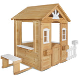 Kids Teddy Cubby House with Floor, Seating, Picket Fence & Letterbox