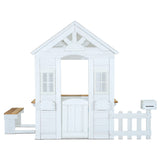 Kids Painted Teddy Cubby House with Seating, Picket Fence & Letterbox