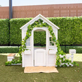 Kids Painted Teddy Cubby House with Seating, Picket Fence & Letterbox