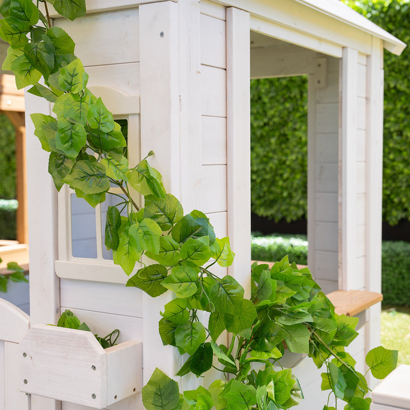 Kids Painted Teddy Cubby House with Seating, Picket Fence & Letterbox