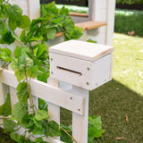 Kids Painted Teddy Cubby House with Seating, Picket Fence & Letterbox