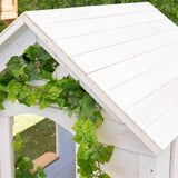 Kids Painted Teddy Cubby House with Seating, Picket Fence & Letterbox