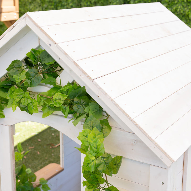 Kids Painted Teddy Cubby House with Seating, Picket Fence & Letterbox