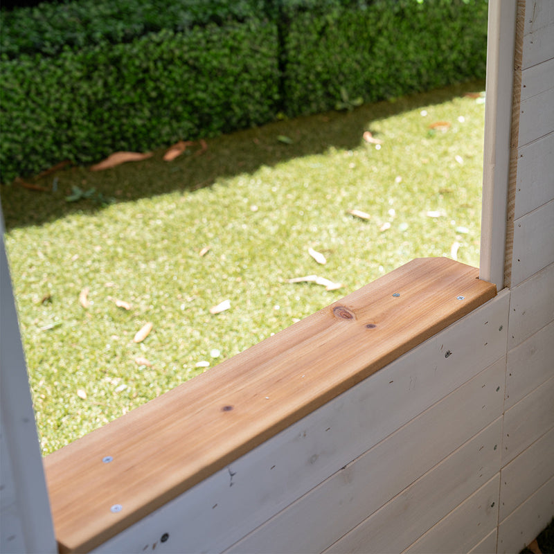 Kids Painted Teddy Cubby House with Seating, Picket Fence & Letterbox