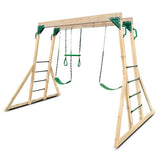 Kids Multi-Fun Monkey Bars & Triple Swing Timber Set