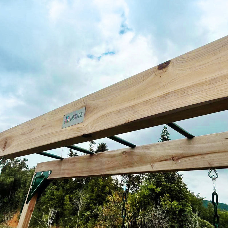 Kids Multi-Fun Monkey Bars & Triple Swing Timber Set