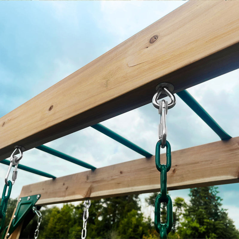 Kids Multi-Fun Monkey Bars & Triple Swing Timber Set