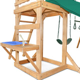 Kids Multi-Station Timber Play Centre with Tower + Green Slide