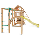 Kids Giant Multi-Zone Play Centre with Tower, Swings, Monkey Bars + Yellow Slide