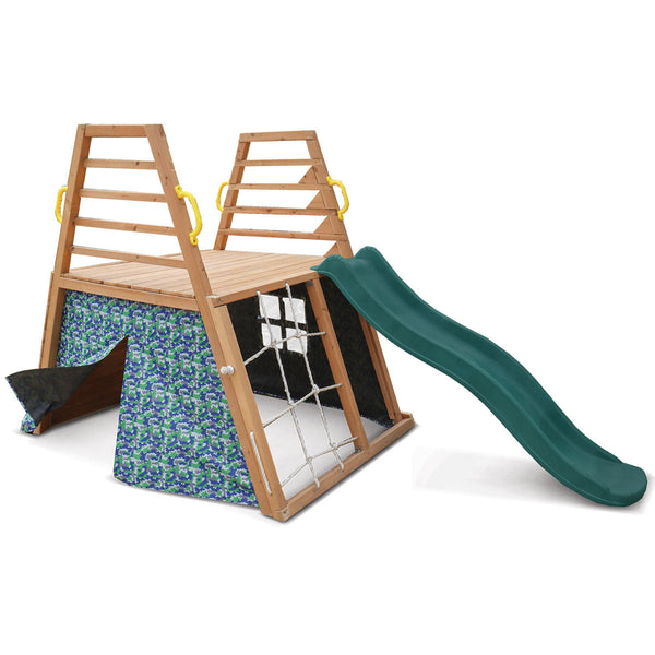 Kids Timber Climb & Slide Play Tower + Green Slide