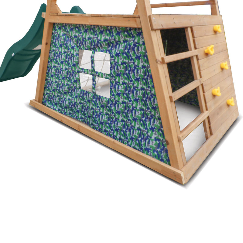 Kids Timber Climb & Slide Play Tower + Green Slide