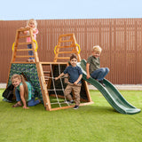 Kids Timber Climb & Slide Play Tower + Green Slide