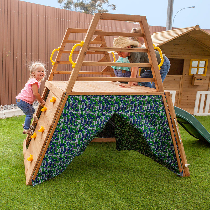 Kids Timber Climb & Slide Play Tower + Green Slide