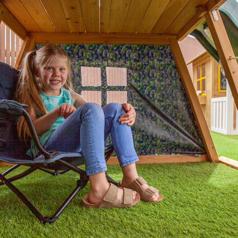 Kids Timber Climb & Slide Play Tower + Green Slide
