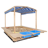 Kids Huge Timber Playfort Sandpit with Canopy